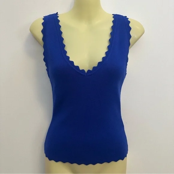 Workshop Republic Clothing Blue Fitted Sleeveless Tank Top - Picture 1 of 6